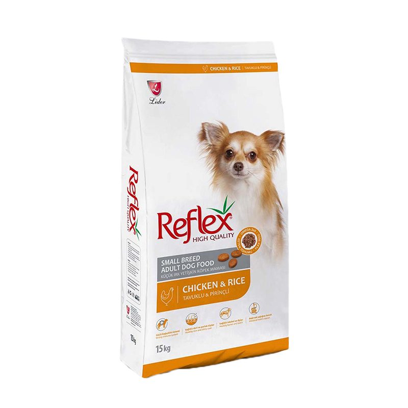غذای خشک رفلکس سگ بالغ نژاد کوچک-reflex small adult chicken &rice 15kg